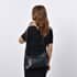 Black Faux Leather Crossbody Bag with Metal Flower and Adjustable Shoulder Strap image number 2