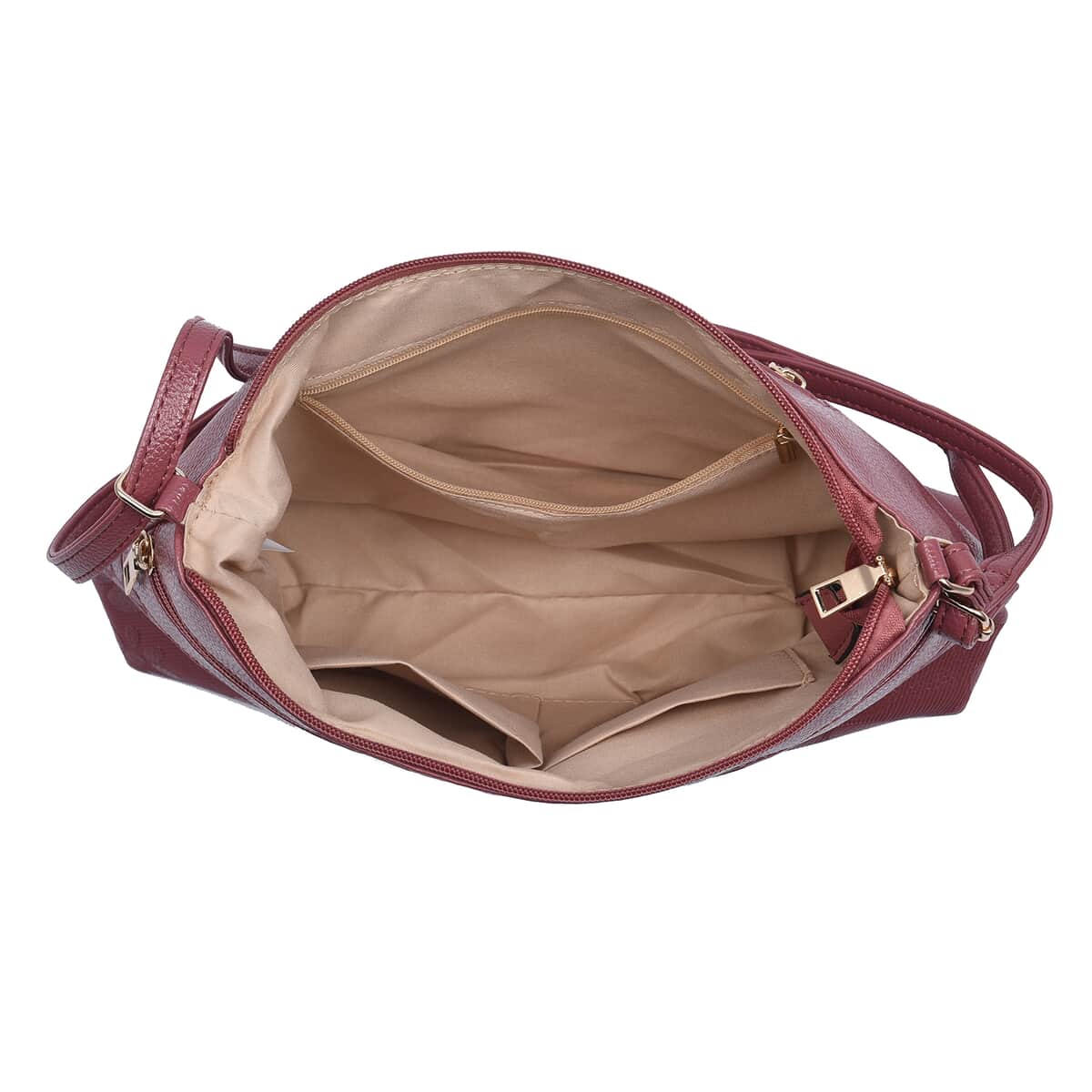 Pink Faux Leather Crossbody Bag with Metal Flower and Adjustable Shoulder Strap image number 5