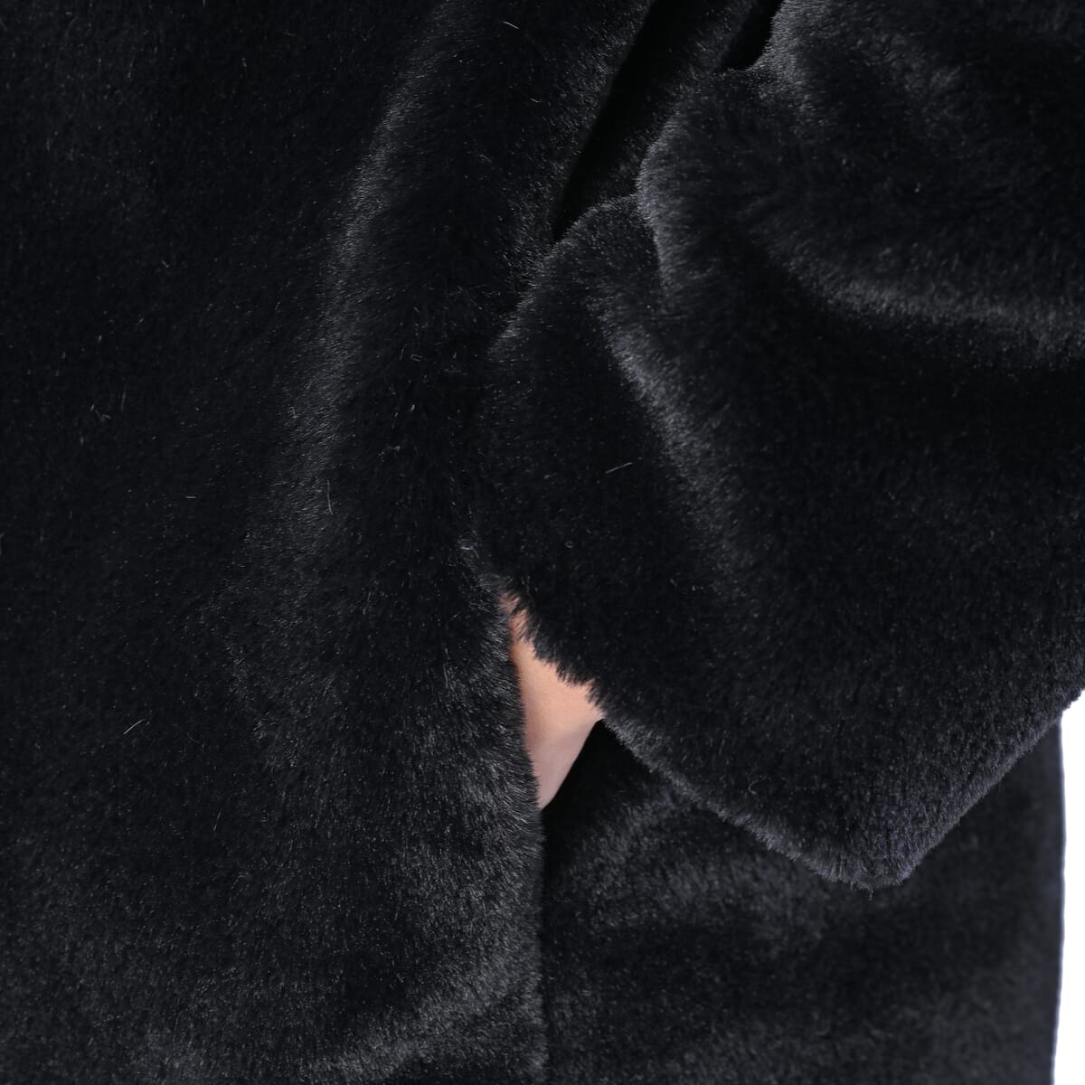 Passage Solid Black Faux Fur Oversized Coat For women - XL image number 5
