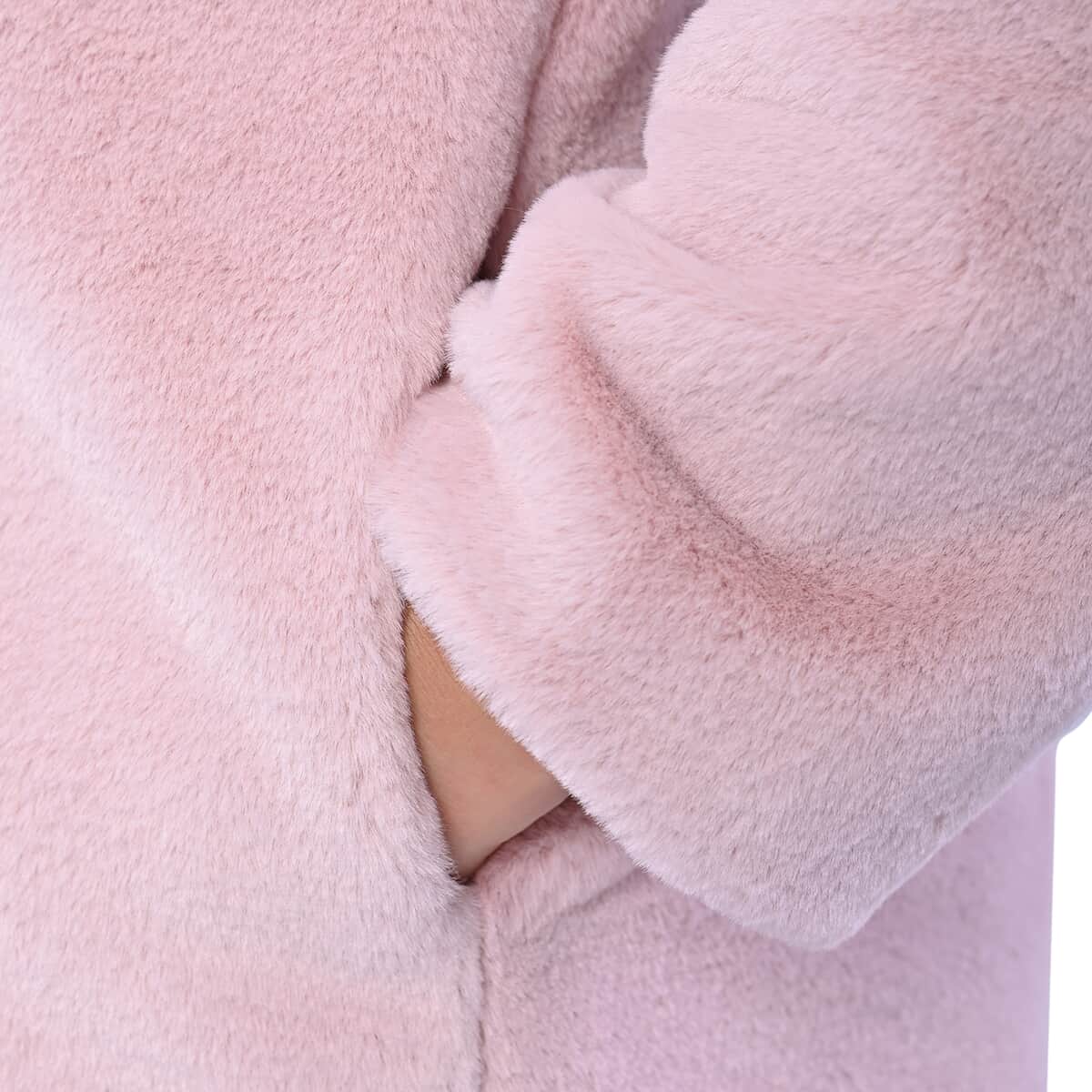 Passage Solid Blush Faux Fur Oversized Coat For women - XL image number 5