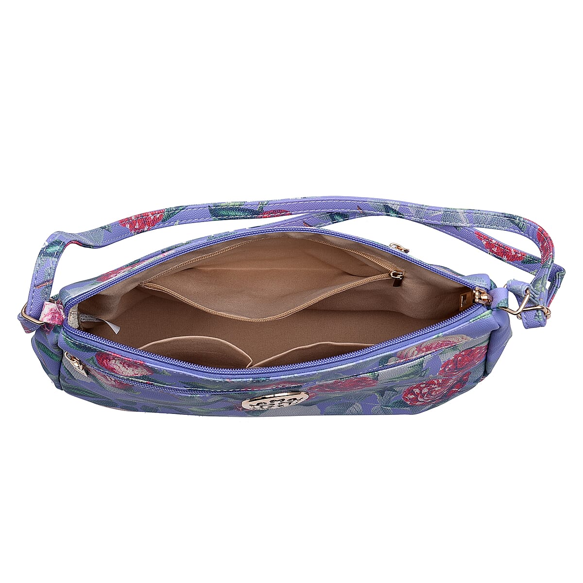 Purple Floral Embossed Pattern Faux Leather Crossbody Bag for Women With Adjustable Shoulder Strap , Shoulder Purse , Crossbody Handbags , Designer Crossbody image number 5