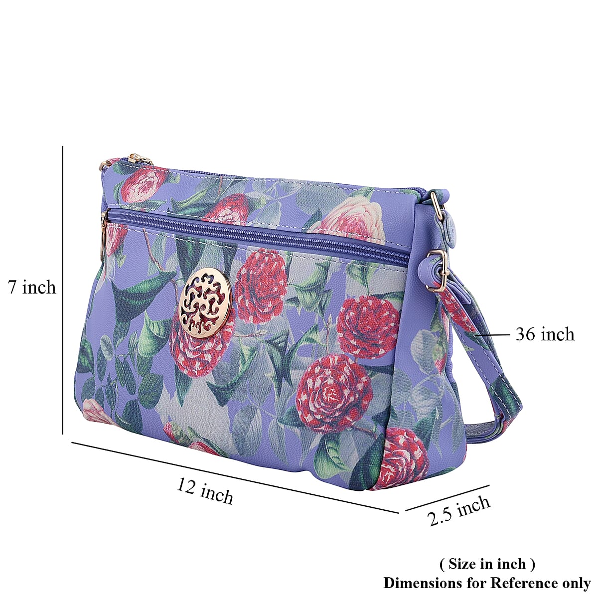Purple Floral Embossed Pattern Faux Leather Crossbody Bag for Women With Adjustable Shoulder Strap , Shoulder Purse , Crossbody Handbags , Designer Crossbody image number 6