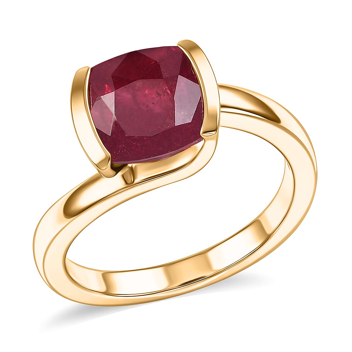 Niassa Ruby (FF) 2.25 ctw Fancy Ring in 14K YG Over Sterling Silver (Size 5.5)