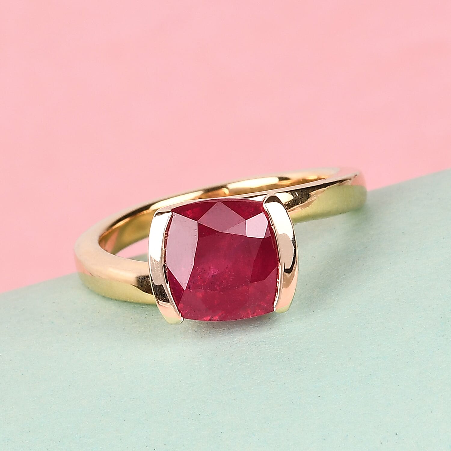 Niassa Ruby (FF) 2.25 ctw Fancy Ring in 14K YG Over Sterling Silver (Size 5.5)