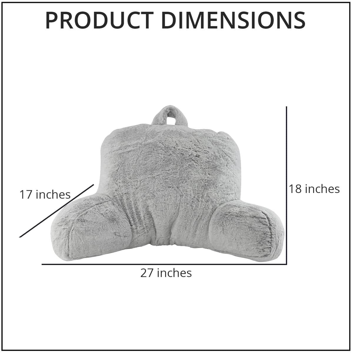 MASON STUDIO Grey Faux Fur Bedrest Pillow (27"x17"x18") image number 4