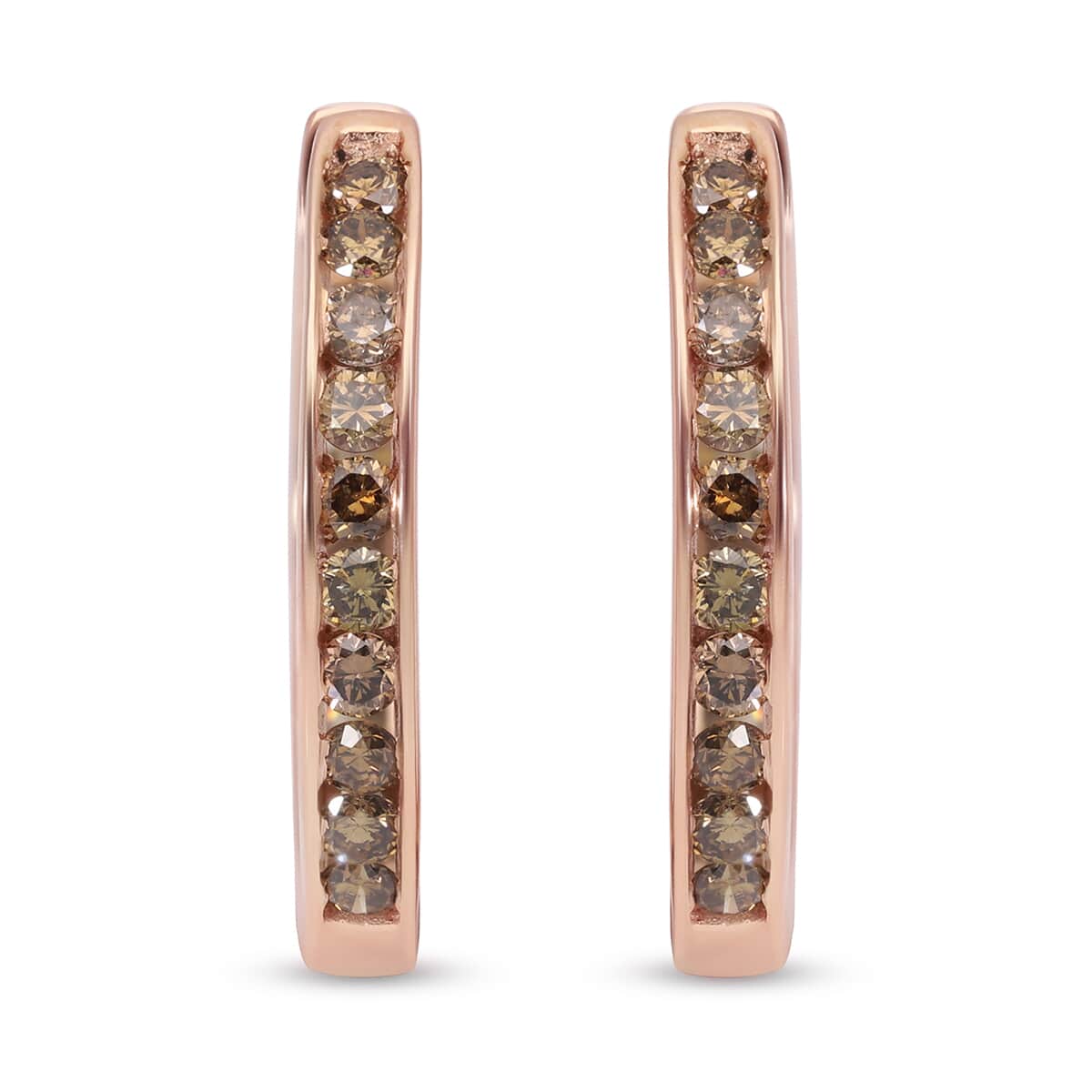 SGL Certified 10K Rose Gold Natural Champagne Diamond Inside Out Hoop Earrings 2.55 Grams 1.00 ctw image number 0
