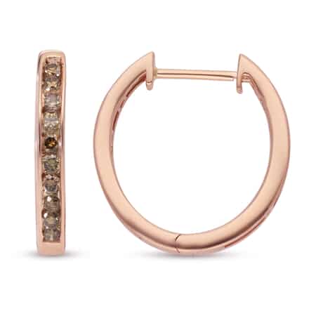 SGL Certified 10K Rose Gold Natural Champagne Diamond Inside Out Hoop Earrings 2.55 Grams 1.00 ctw image number 3