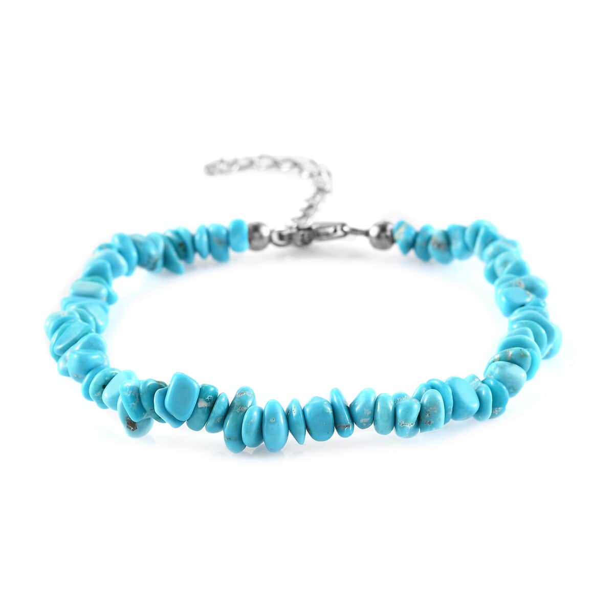 AMERICAN Natural Sleeping Beauty Turquoise Chips Bracelet in Platinum Over Sterling Silver (7.25 In) 30.00 ctw image number 0