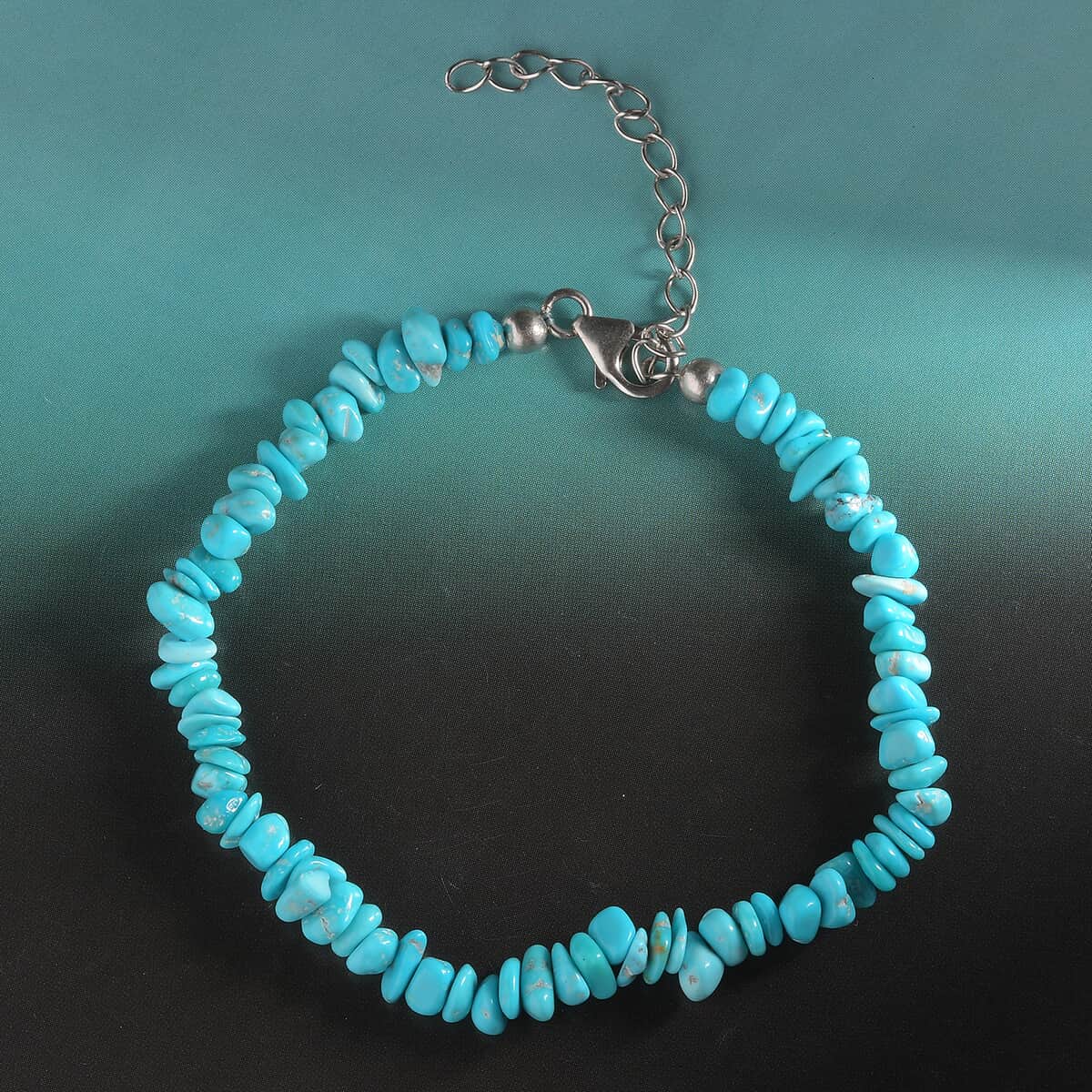 AMERICAN Natural Sleeping Beauty Turquoise Chips Bracelet in Platinum Over Sterling Silver (7.25 In) 30.00 ctw image number 1