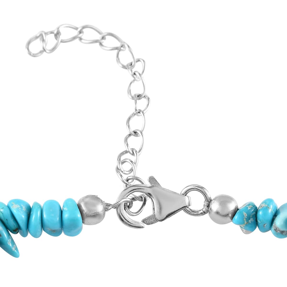 AMERICAN Natural Sleeping Beauty Turquoise Chips Bracelet in Platinum Over Sterling Silver (7.25 In) 30.00 ctw image number 2