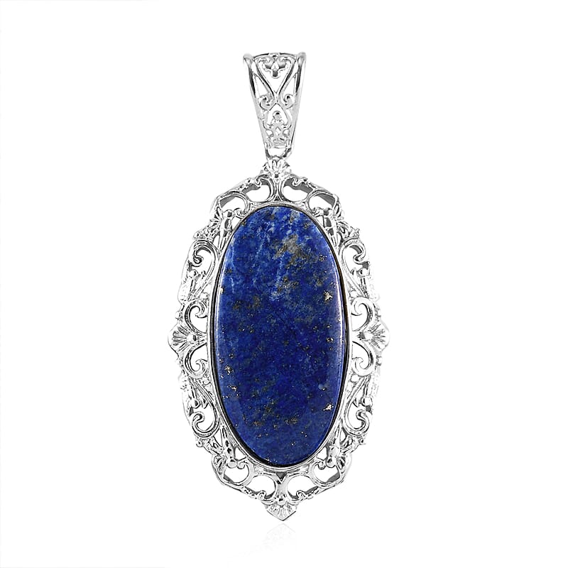 Lapis Lazuli Solitaire Pendant in Platinum Over Copper with Magnet 23.75 ctw