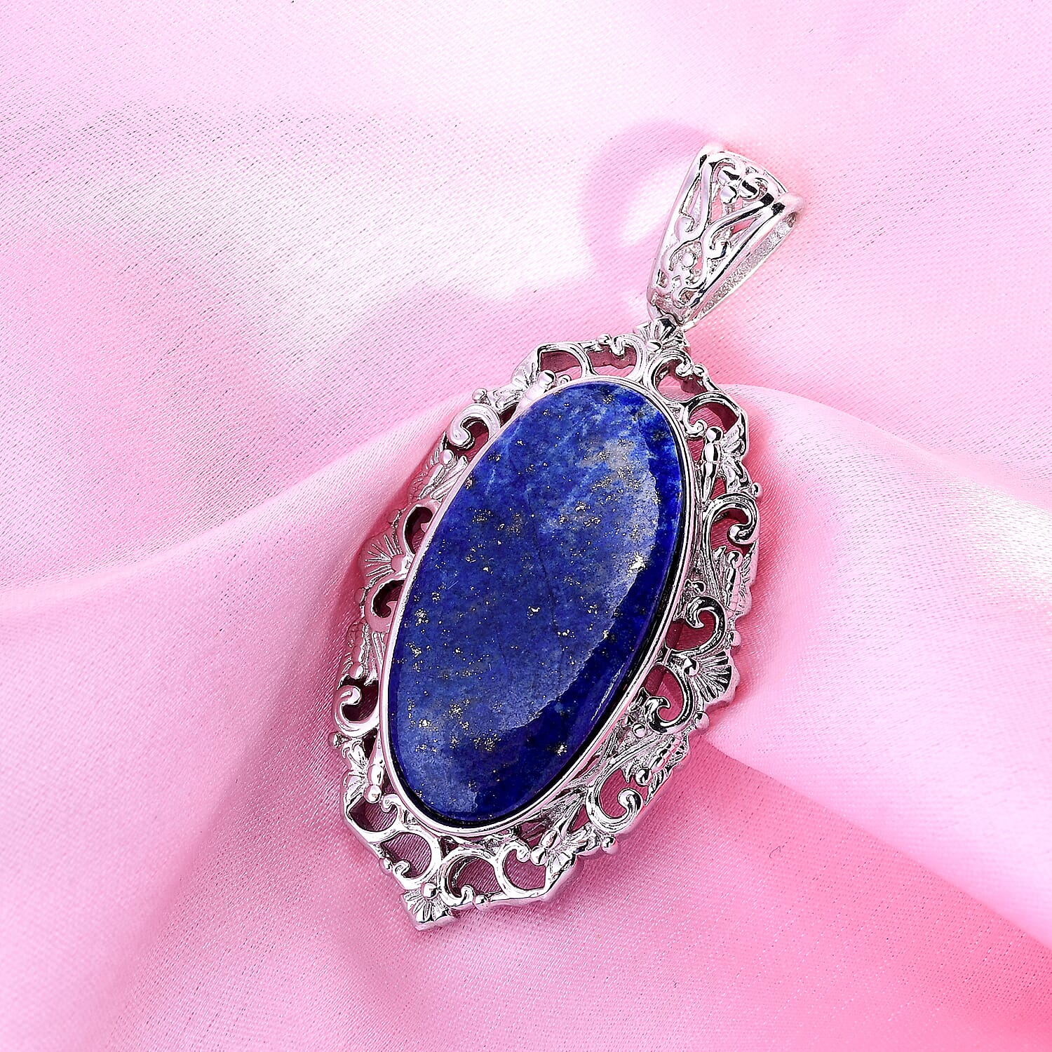 Lapis Lazuli Solitaire Pendant in Platinum Over Copper with Magnet 23.75 ctw