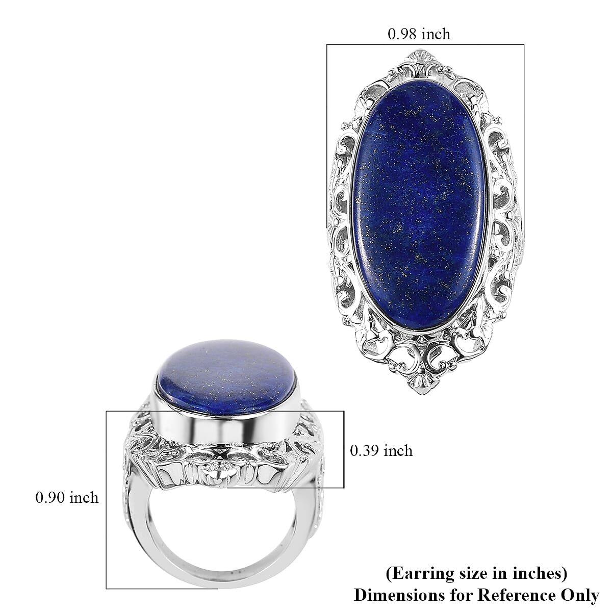 Lapis Lazuli Solitaire Ring in Platinum Over Copper With Magnet (Size 8.0) 23.35 ctw image number 5
