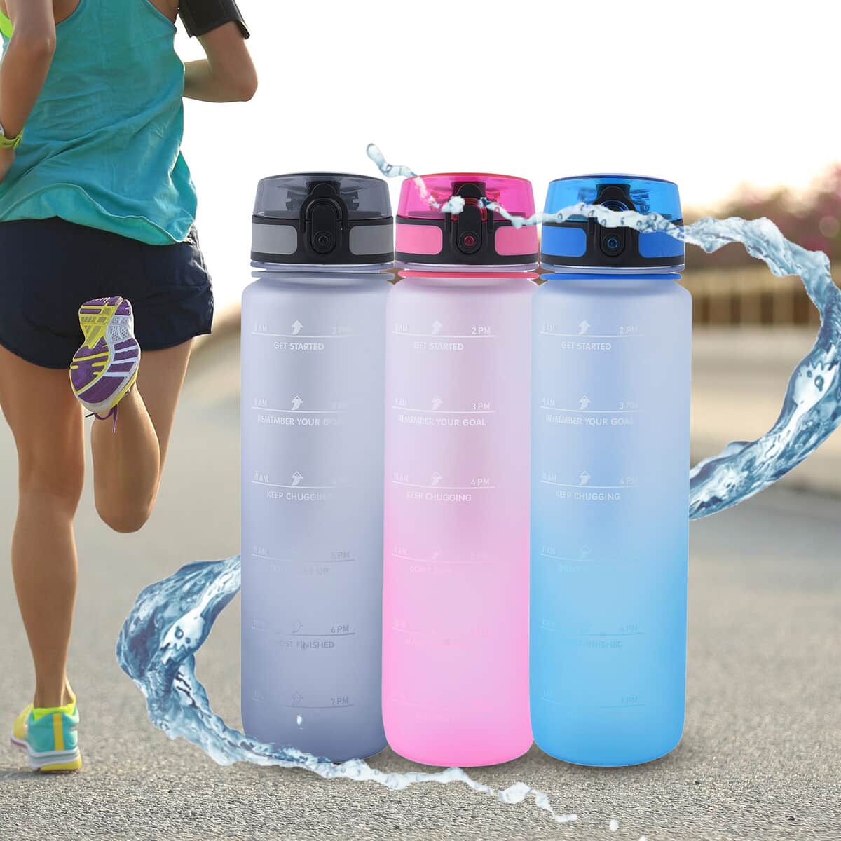 Blue Gradient Sport Water Bottle with Strap (1000 ml) image number 1