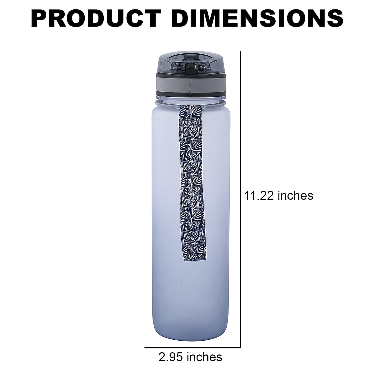 Gray Gradient Sport Water Bottle with Strap (1000 ml) image number 3