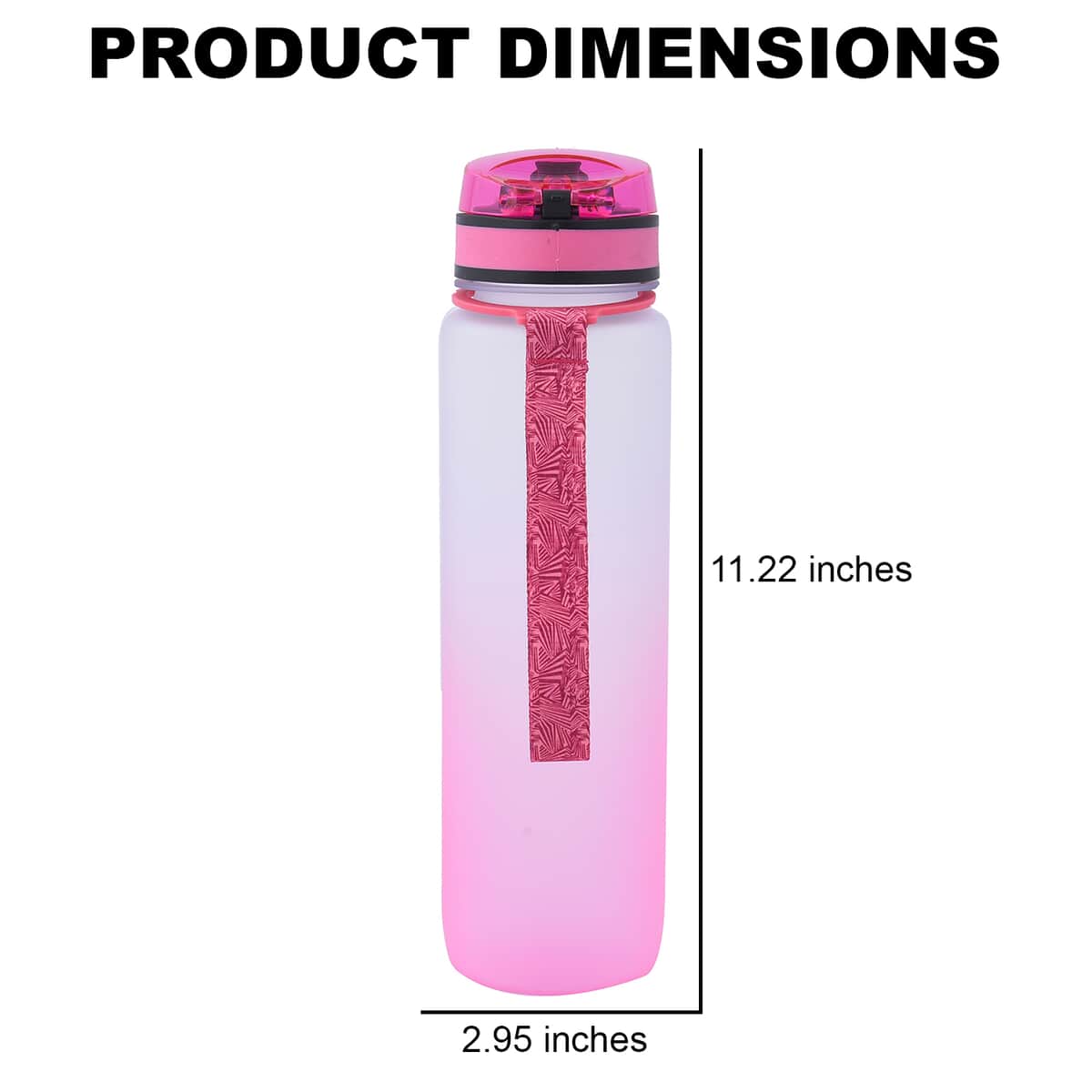 Pink Gradient Sport Water Bottle with Strap (1000 ml) image number 3