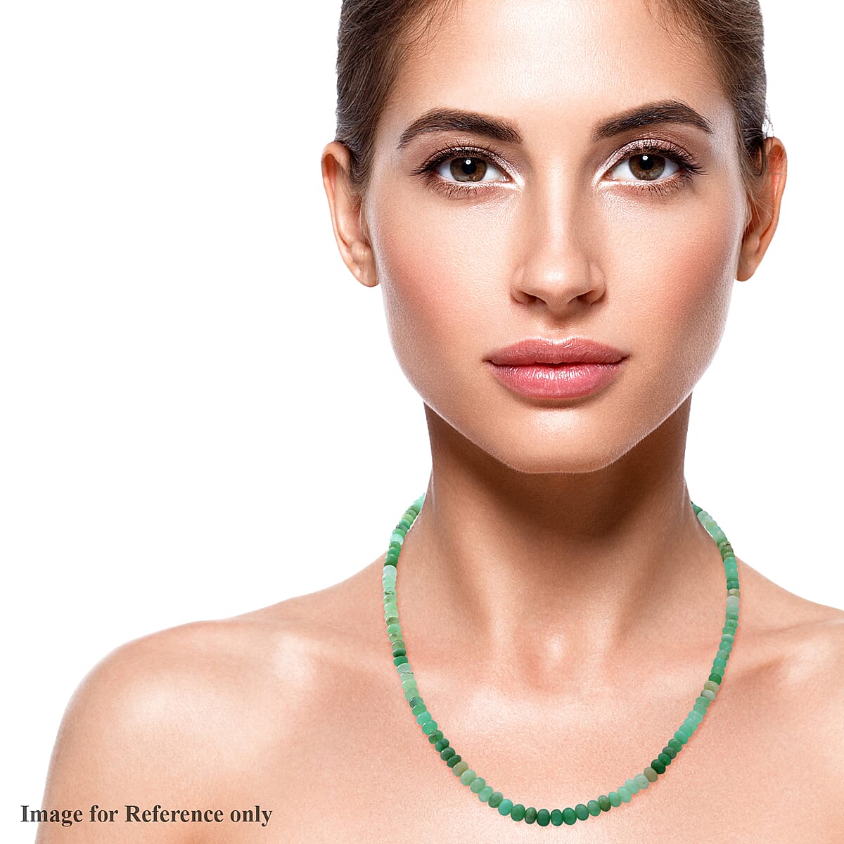 Chrysoprase 4-6mm Beaded Necklace 18 Inches in Sterling Silver 100.00 ctw image number 1