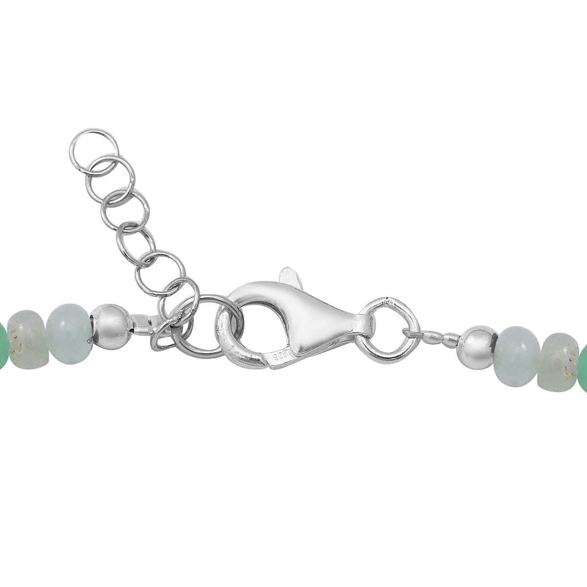 Chrysoprase 4-6mm Beaded Necklace 18 Inches in Sterling Silver 100.00 ctw image number 3