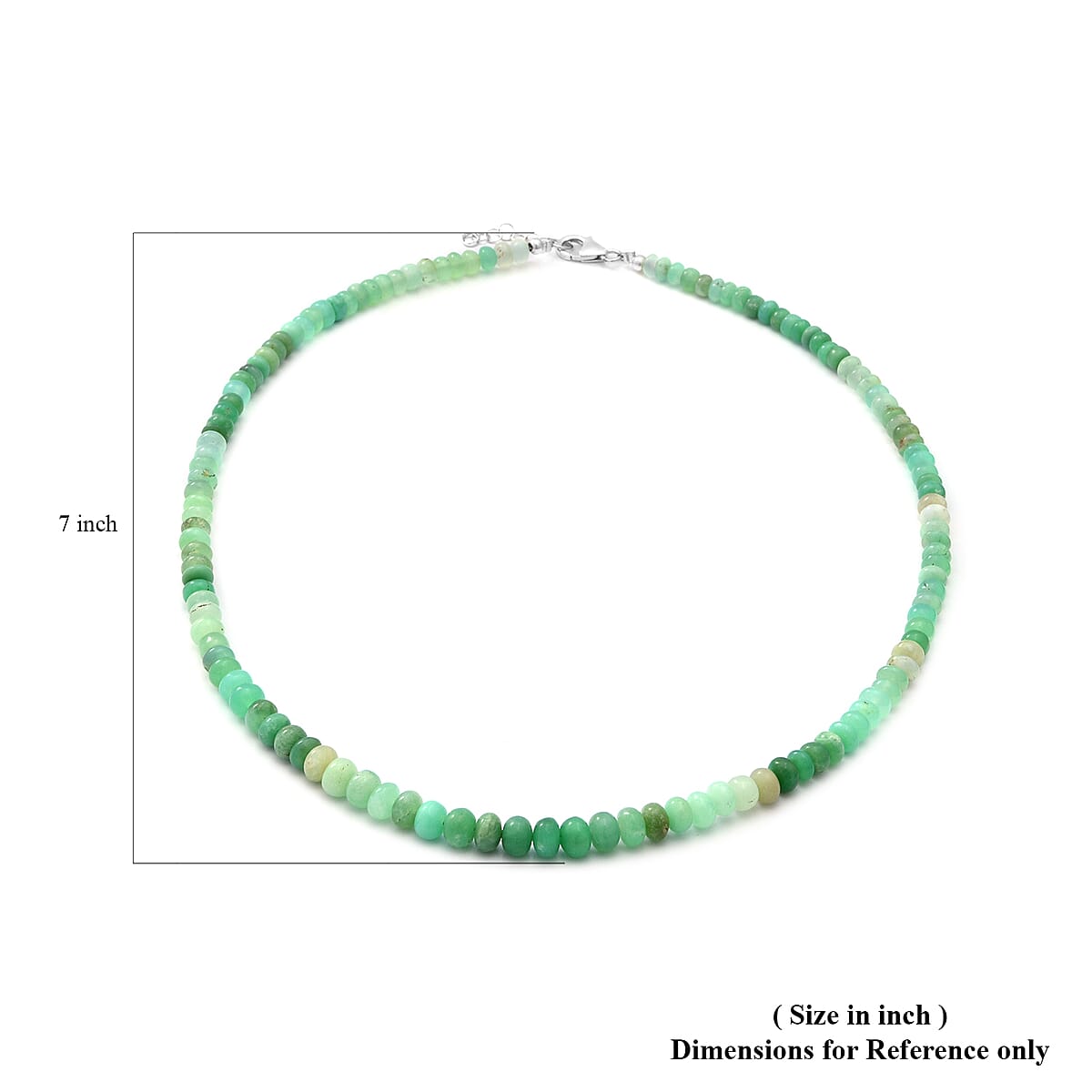 Chrysoprase 4-6mm Beaded Necklace 18 Inches in Sterling Silver 100.00 ctw image number 4