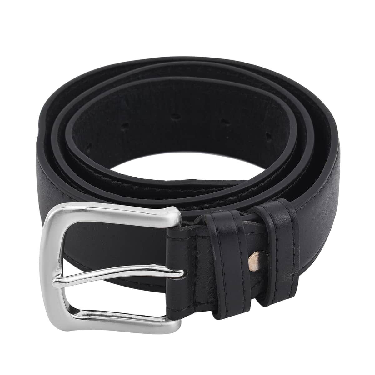 2-in-1 Black Wallet Faux Leather Belt with Hidden Zipper Pocket - L image number 0