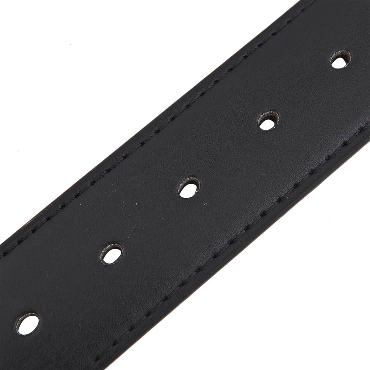 2-in-1 Black Wallet Faux Leather Belt with Hidden Zipper Pocket - L image number 1