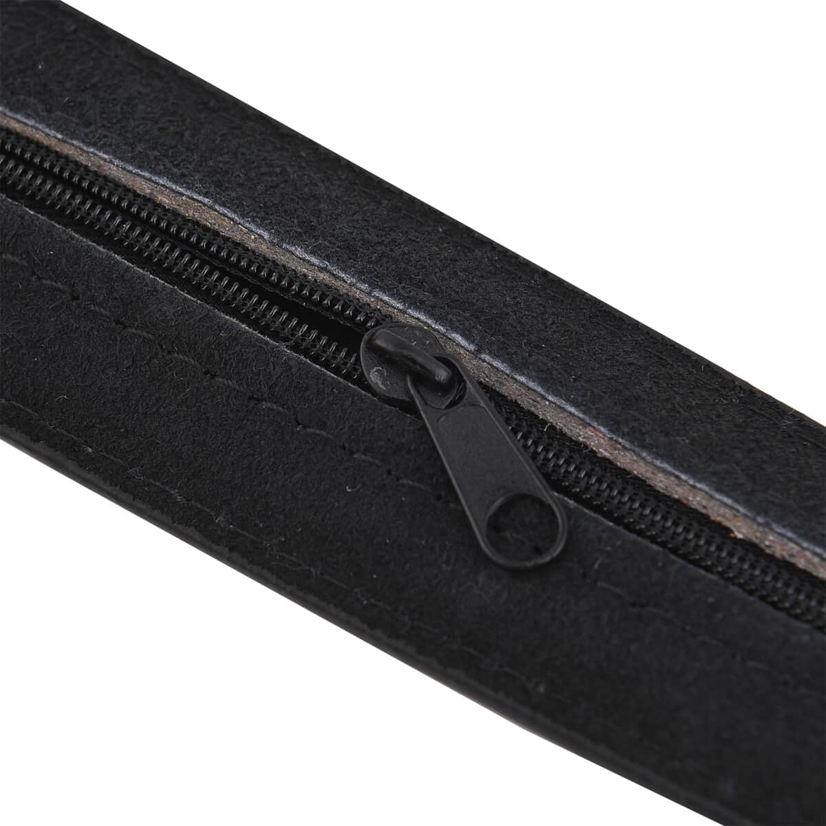 2-in-1 Black Wallet Faux Leather Belt with Hidden Zipper Pocket - L (47-49 Inches) image number 4