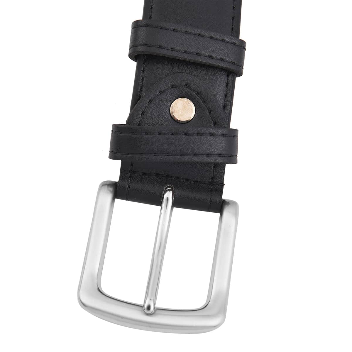 2-in-1 Black Wallet Faux Leather Belt with Hidden Zipper Pocket - L image number 5