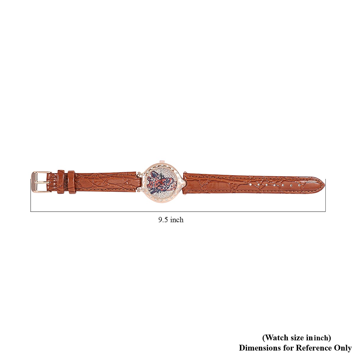 STRADA White Austrian Crystal Japanese Movement 3D Cat Pattern Watch with Purple Faux Leather Strap and Stainless Steel Back image number 6