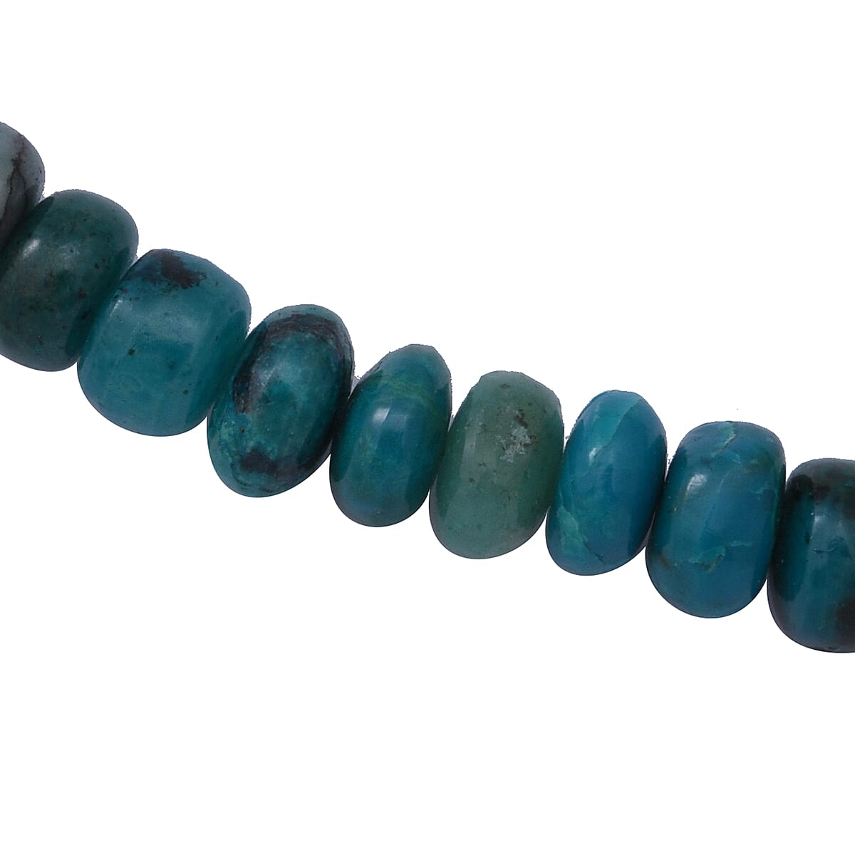 Australian Chrysocolla 4-6mm Beaded Necklace 18 Inches in Sterling Silver 90.00 ctw image number 2