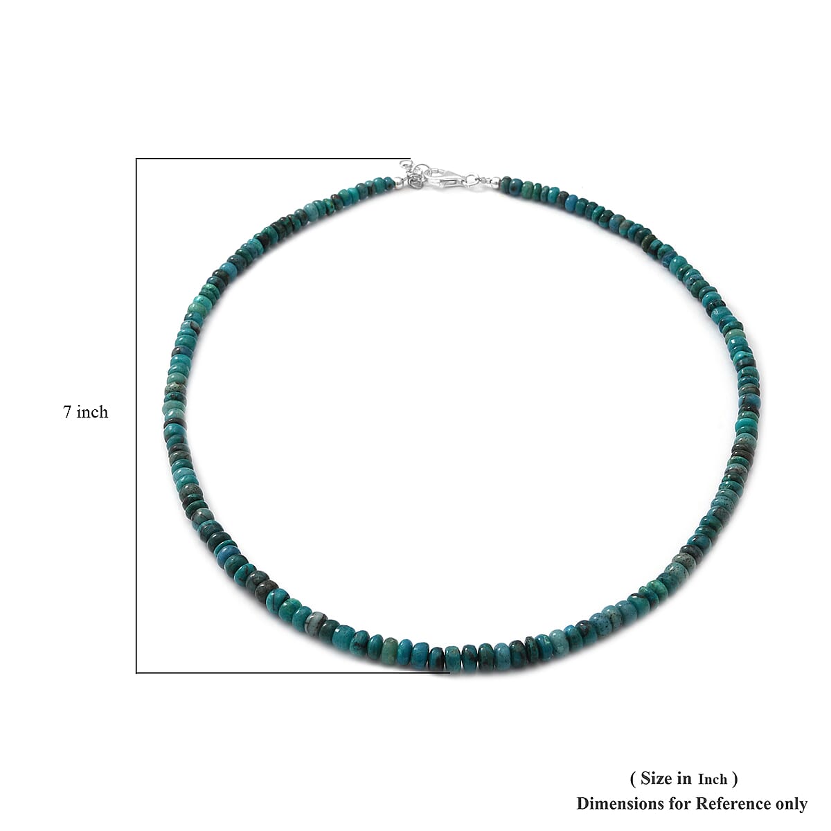Australian Chrysocolla 4-6mm Beaded Necklace 18 Inches in Sterling Silver 90.00 ctw image number 4