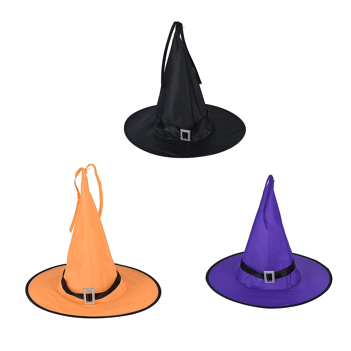 Purple, Black, Orange Set of 3 LED Witch Hat image number 2