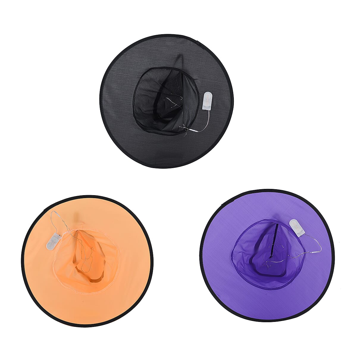 Purple, Black, Orange Set of 3 LED Witch Hat image number 5