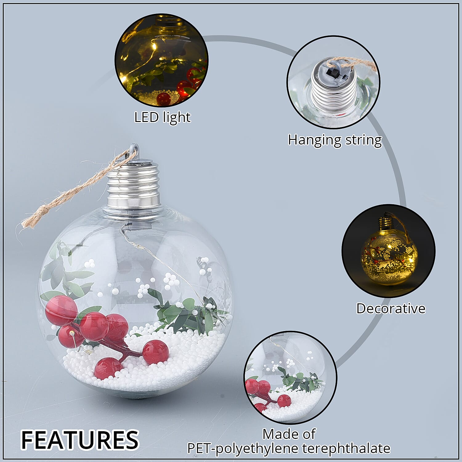 Set of 2 Ball-shaped LED Light (3LR44 Battery Not Included)