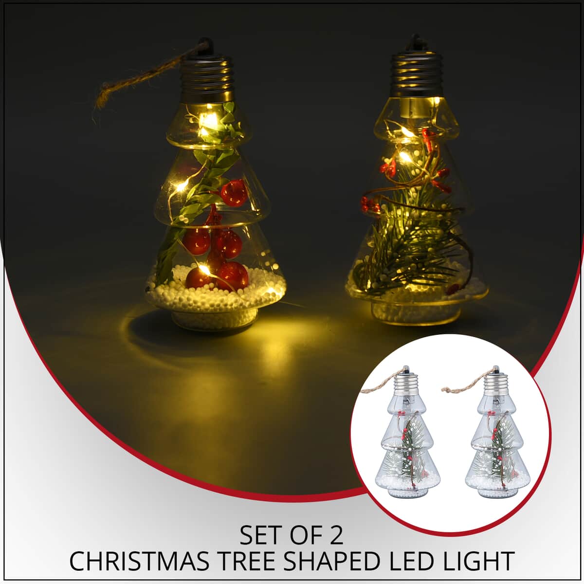 Set of 2 Christmas Tree Shaped LED Light (3LR44 Battery Included) image number 1