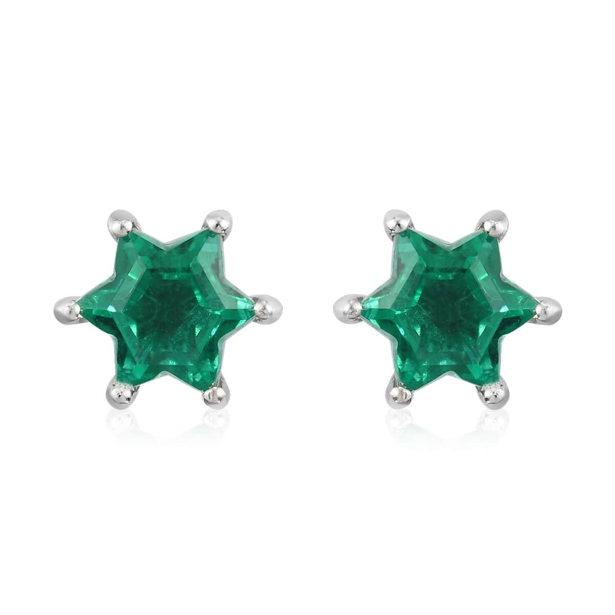 Emeraldine Quartz Star Stud Earrings in Platinum Over Sterling Silver 8.70 ctw image number 0