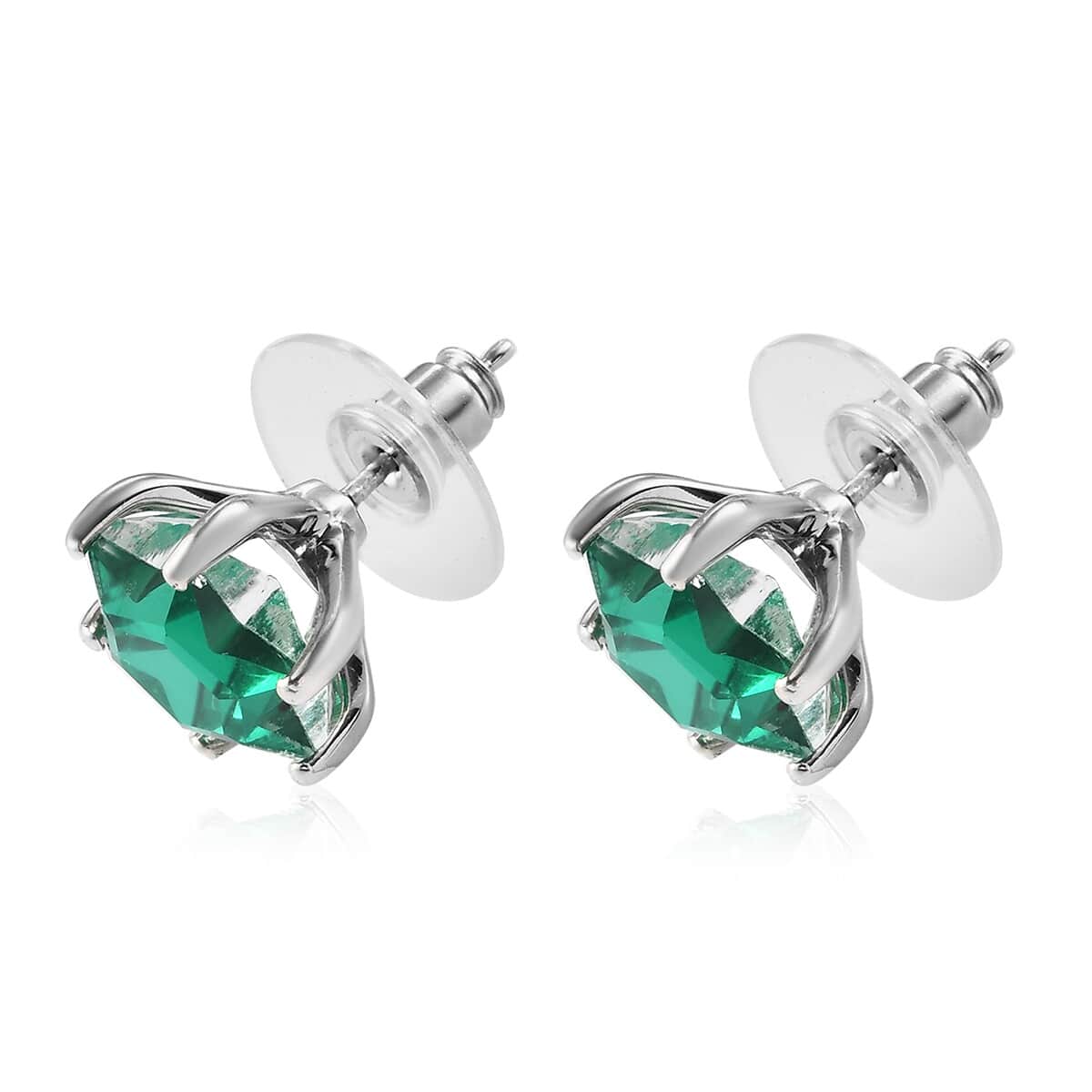 Emeraldine Quartz Star Stud Earrings in Platinum Over Sterling Silver 8.70 ctw image number 3