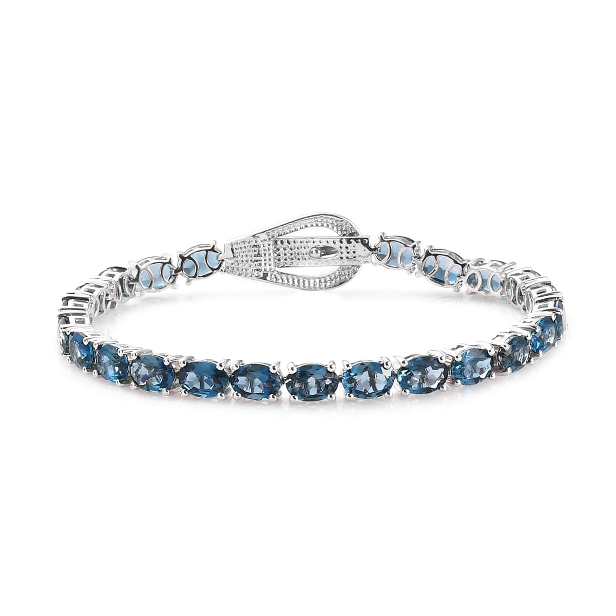 London Blue Topaz Tennis Bracelet in Platinum Over Sterling Silver (7.25 In) 13 Grams 19.00 ctw image number 0