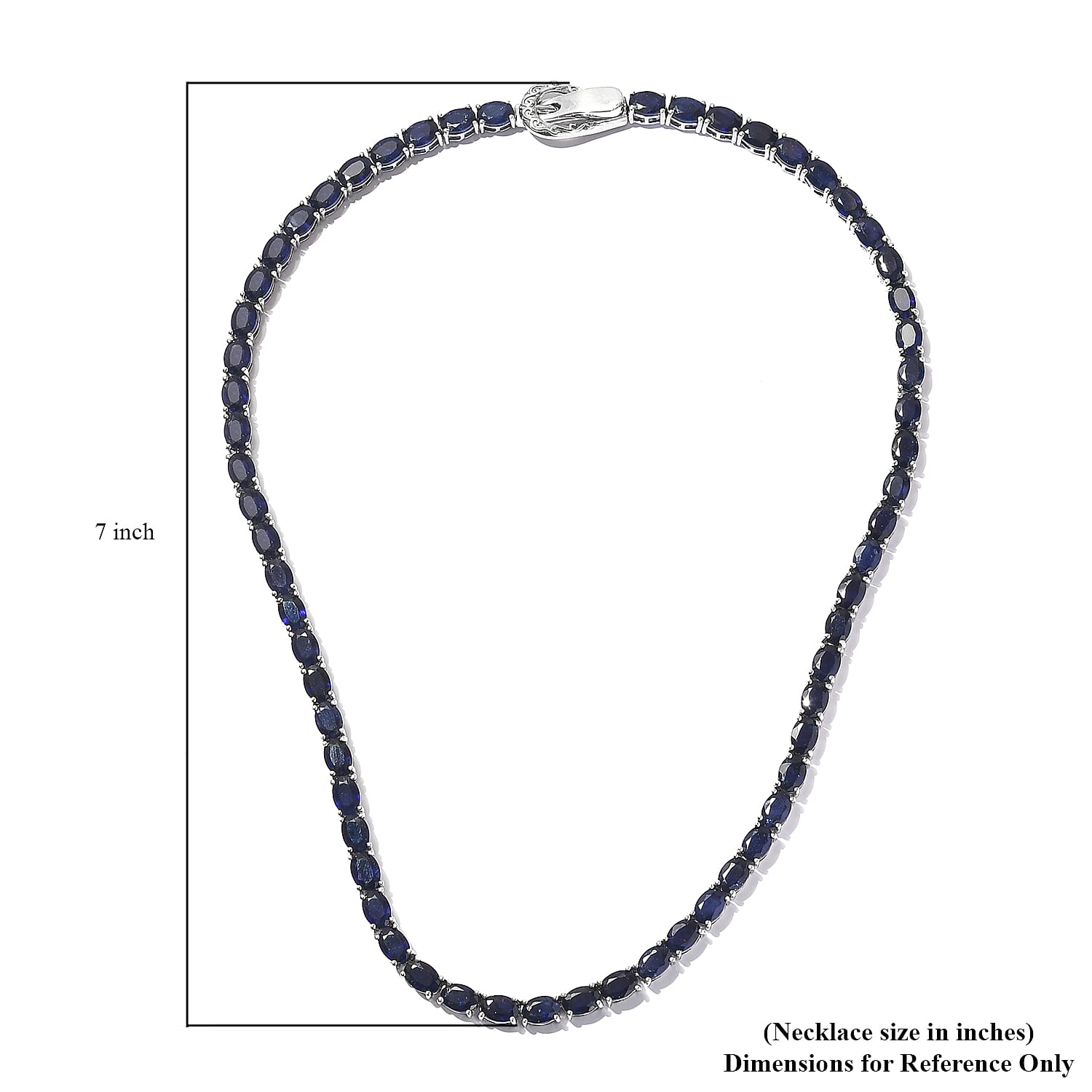 Masoala Sapphire 60.15 ctw Tennis Necklace in Platinum Over Sterling Silver 18 Inches