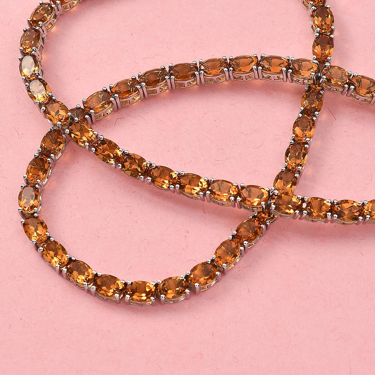 Santa Ana Madeira Citrine Tennis Necklace 18 Inches in Platinum Over Sterling Silver 25.15 Grams 48.75 ctw image number 1