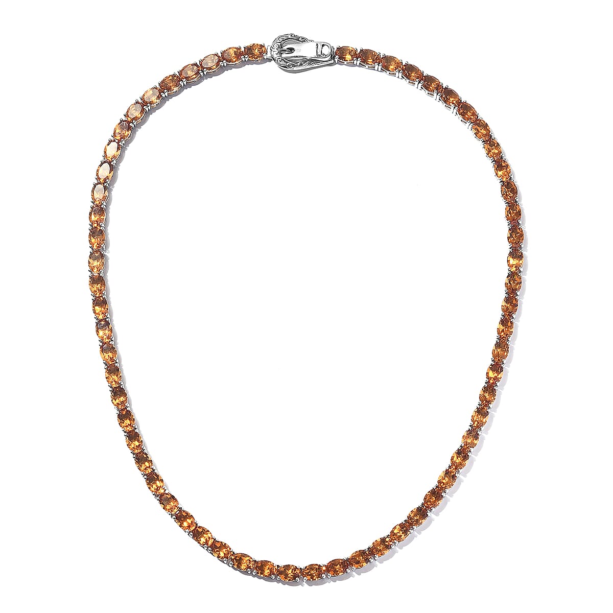 Santa Ana Madeira Citrine Tennis Necklace 18 Inches in Platinum Over Sterling Silver 25.15 Grams 48.75 ctw image number 3