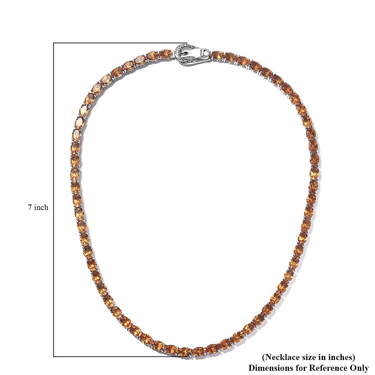 Santa Ana Madeira Citrine Tennis Necklace 18 Inches in Platinum Over Sterling Silver 25.15 Grams 48.75 ctw image number 5