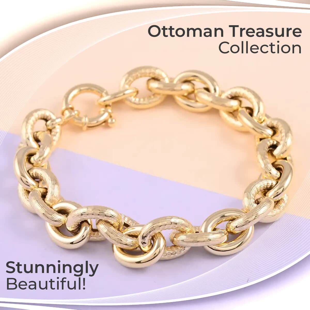 Ottoman Treasure 10K Yellow Gold Curb Bracelet, Oversized Curb Bracelet, Gold Bracelet, Gold Gift (7.50 In) 11.5 Grams image number 1