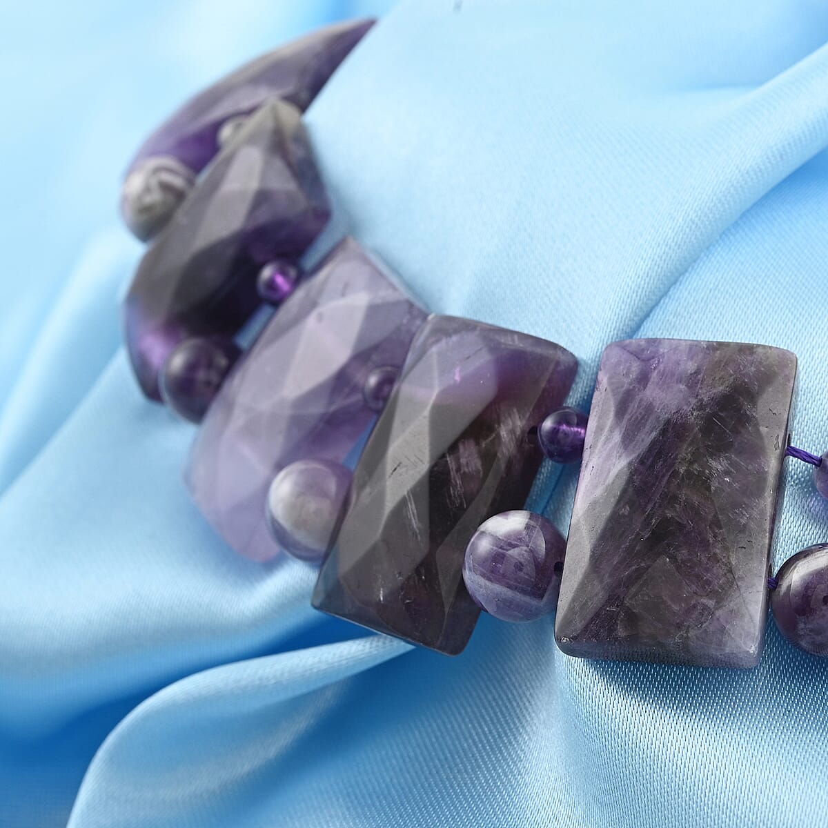 Banded Amethyst Necklace 18-20 Inches in Stainless Steel 322.00 ctw image number 1