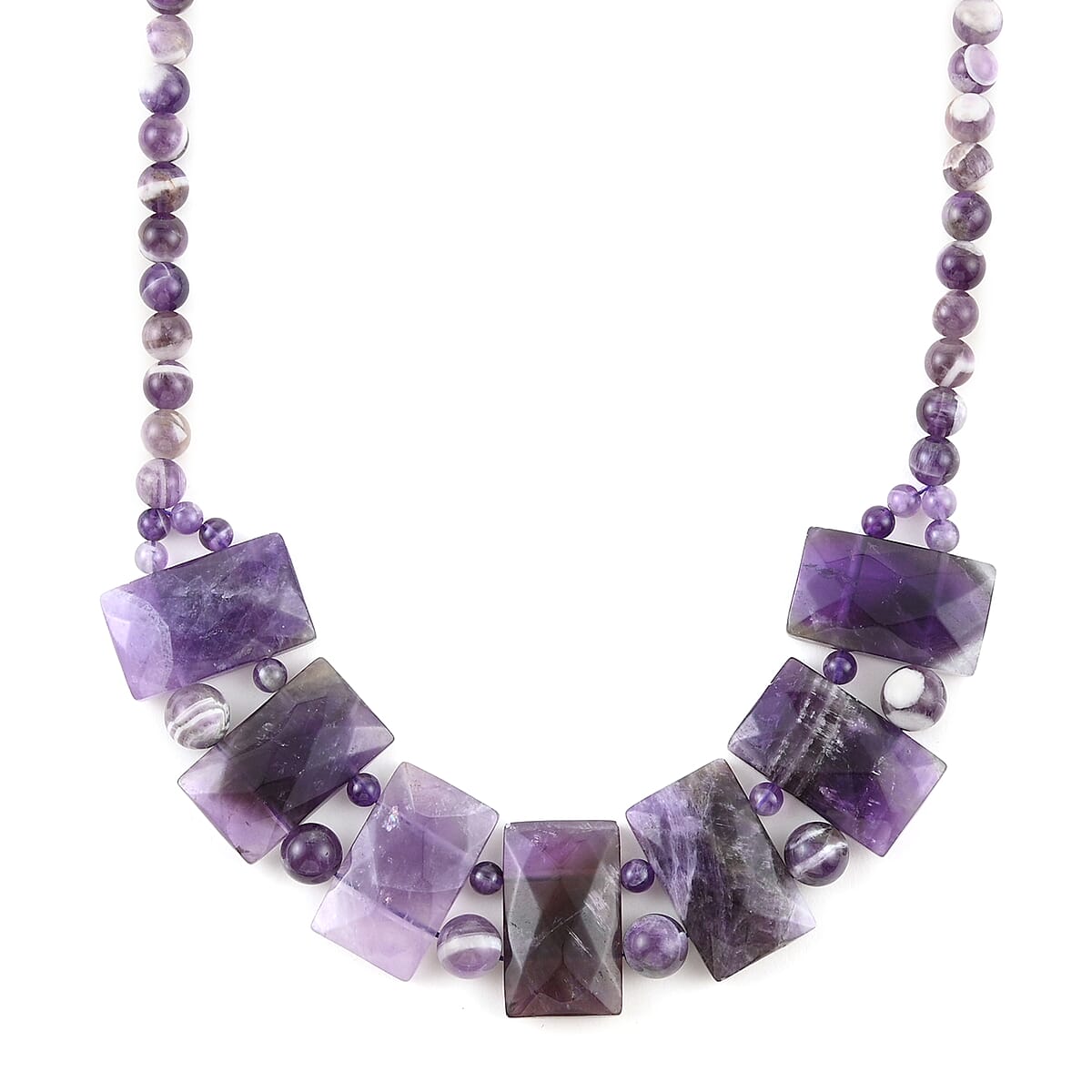 Banded Amethyst Necklace 18-20 Inches in Stainless Steel 322.00 ctw image number 2