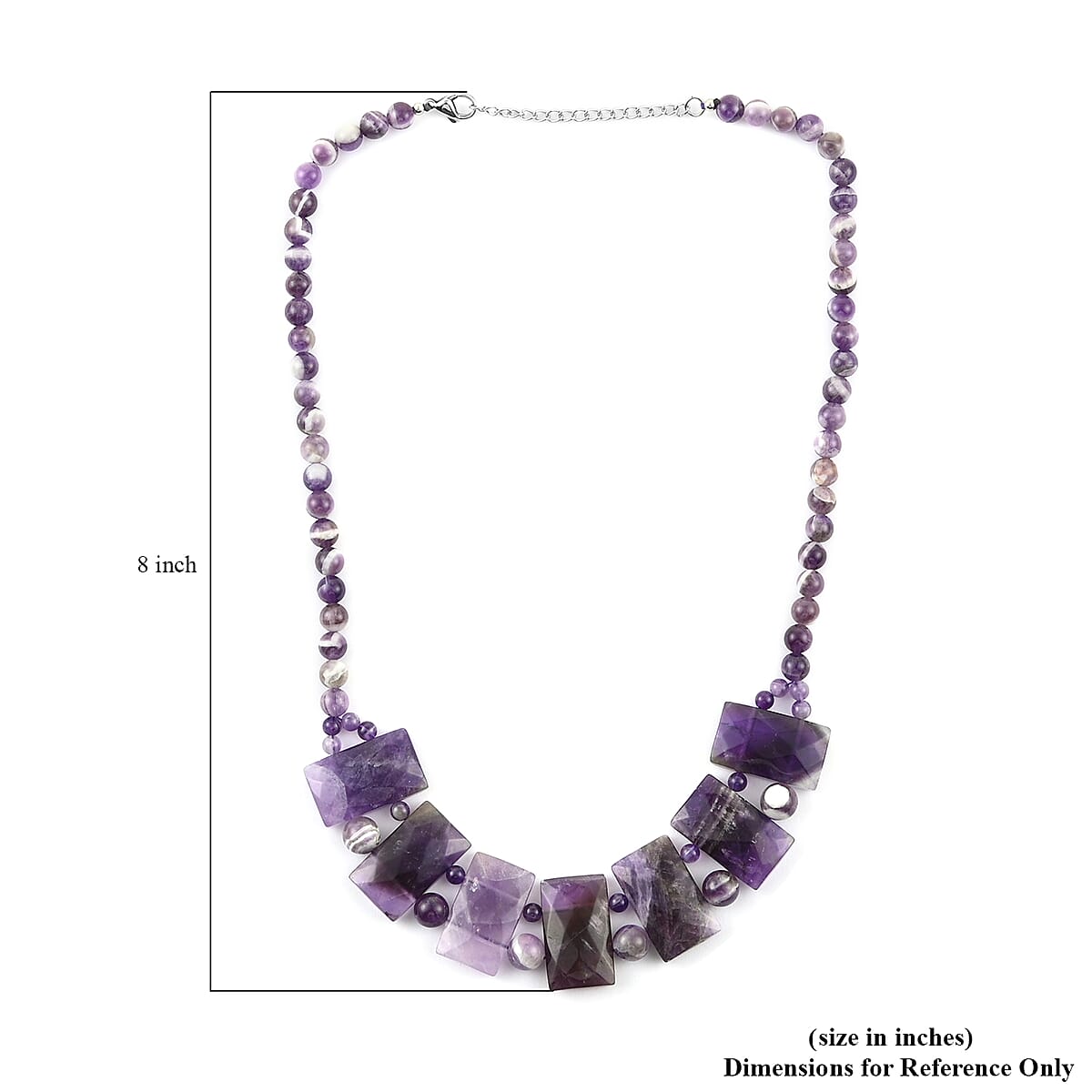 Banded Amethyst Necklace 18-20 Inches in Stainless Steel 322.00 ctw image number 4
