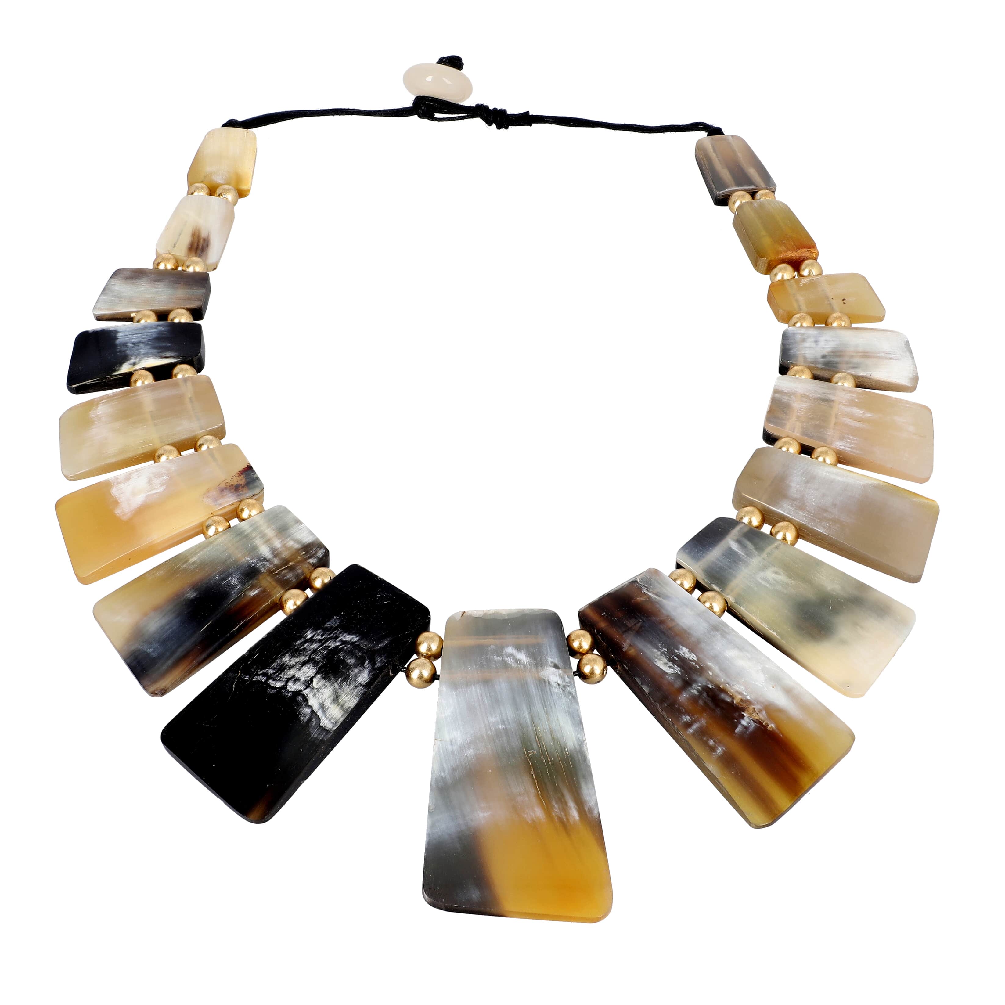 Buy Brown 100% Genuine Buffalo Horn, Cotton Cord and Goldtone