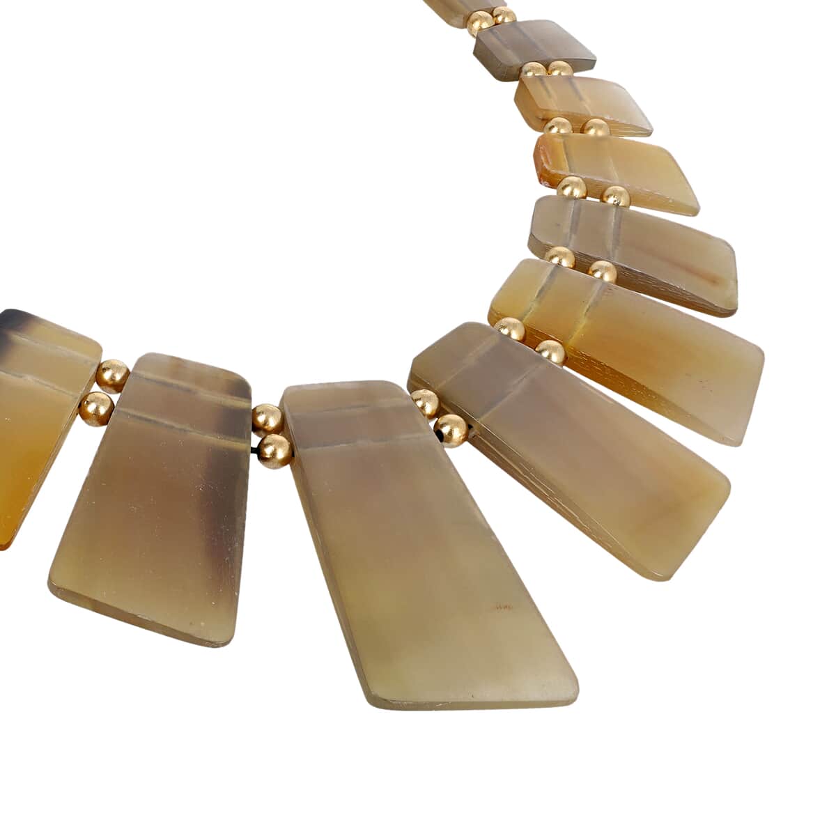 100% Genuine Buffalo Horn, Cotton Cord and Goldtone Necklace 20 Inches image number 2