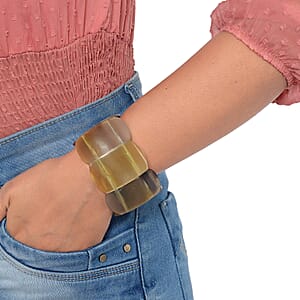 Natural Genuine Buffalo Horn Cushion Shape Stretch Bracelet