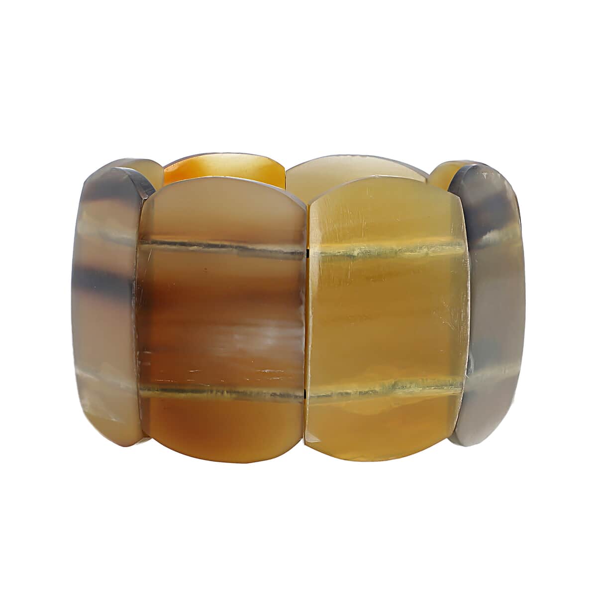 Natural Genuine Buffalo Horn Cushion Shape Stretch Bracelet image number 4