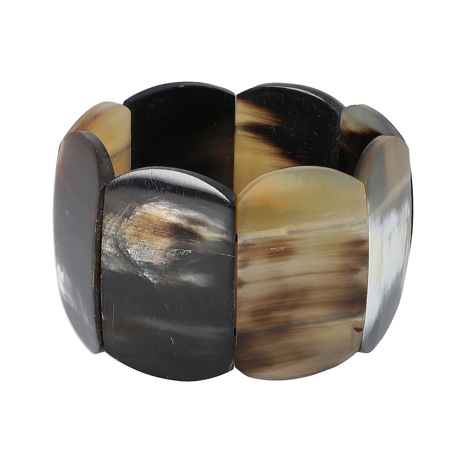 Super Find Natural Buffalo Horn Square Stretch Bracelet